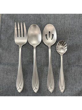 Hampton Silversmiths Lace Frosted Solid Pierced Serving Spoon Meat Fork Sugar